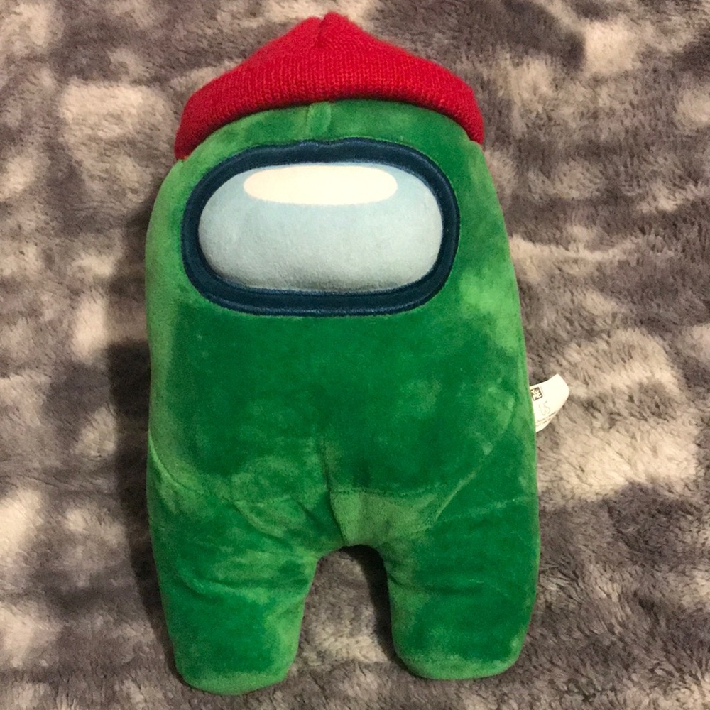 Toikido Among Us Green Crewmate 12" Plush Red Beanie Hat Stuffed Doll
